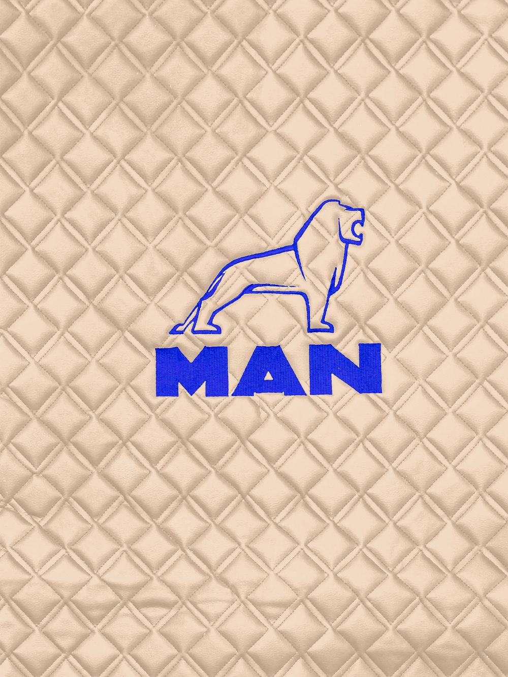 Ковры MAN TGX (автомат, механика) (экокожа, бежевый, бежевый кант, синяя вышивка)