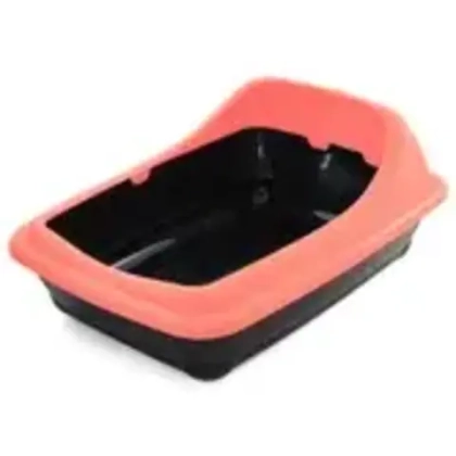 GAMMA Туалет для кошек прямоугольный с ассиметричным бортом "Волна", 455*350*200 мм, коралл