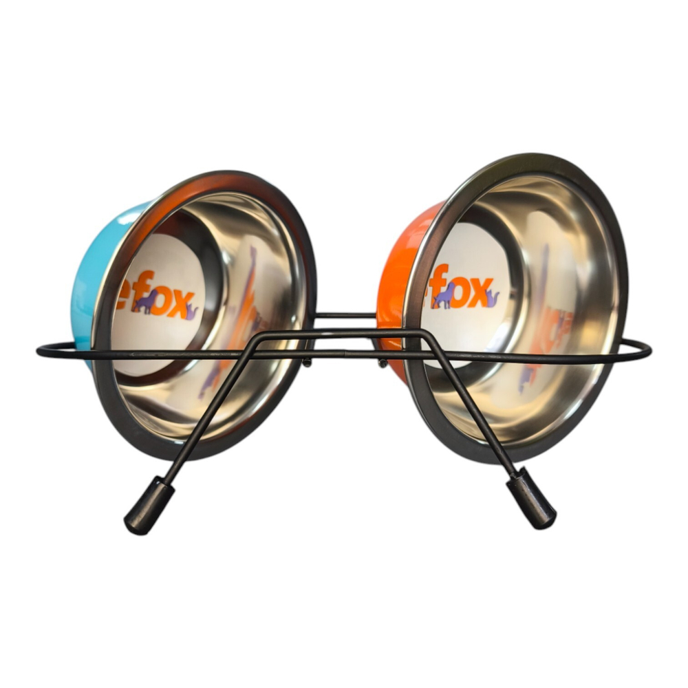 Набор "efox" из 2 мисок на подставке из металла