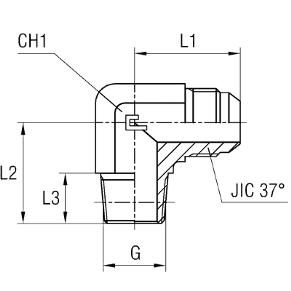 Штуцер FC90 JIC 1/2 - BSPT 1/4