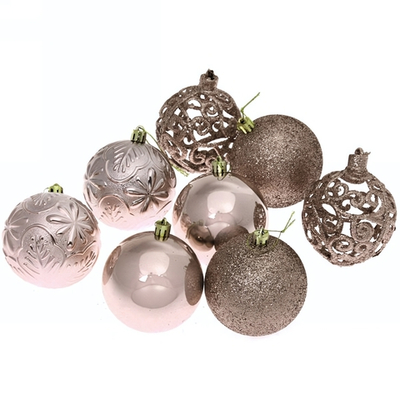 Новогодние шары 8 см (набор 24 шт) «Фактурный микс», шампань