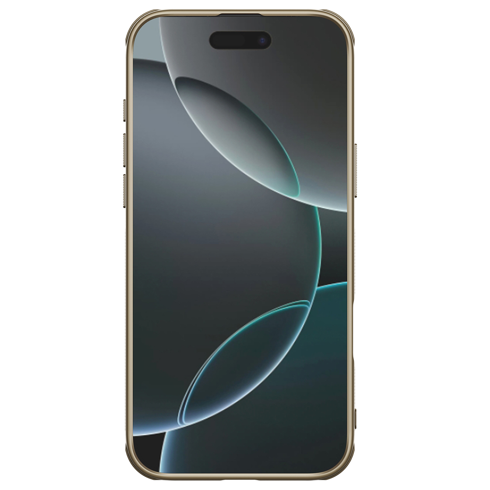 Чехол золотистого цвета (Golden) от Nillkin с вырезом под лого для iPhone 16 Pro Max, серия Super Frosted Shield Pro