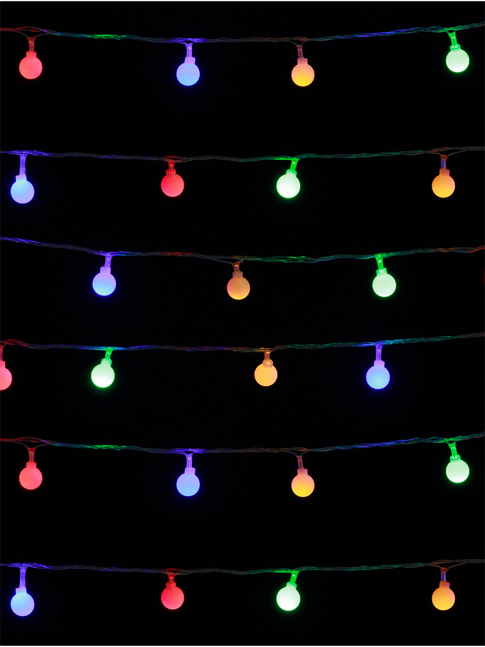 Гирлянда светодиодная "Шарики" 50LED, 5м, 8 режимов, многоцвет., прозр. шнур, 250 В, TDM SQ0361-0046