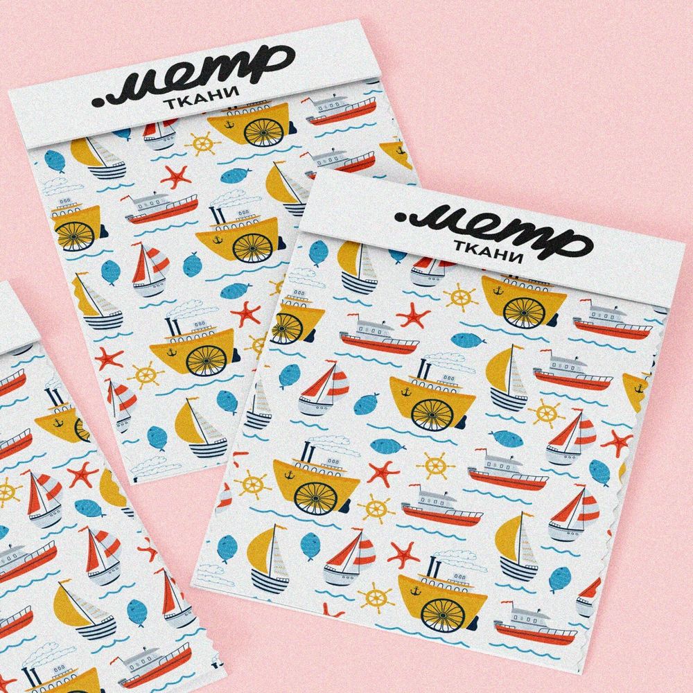 Ткань габардин детские кораблики
