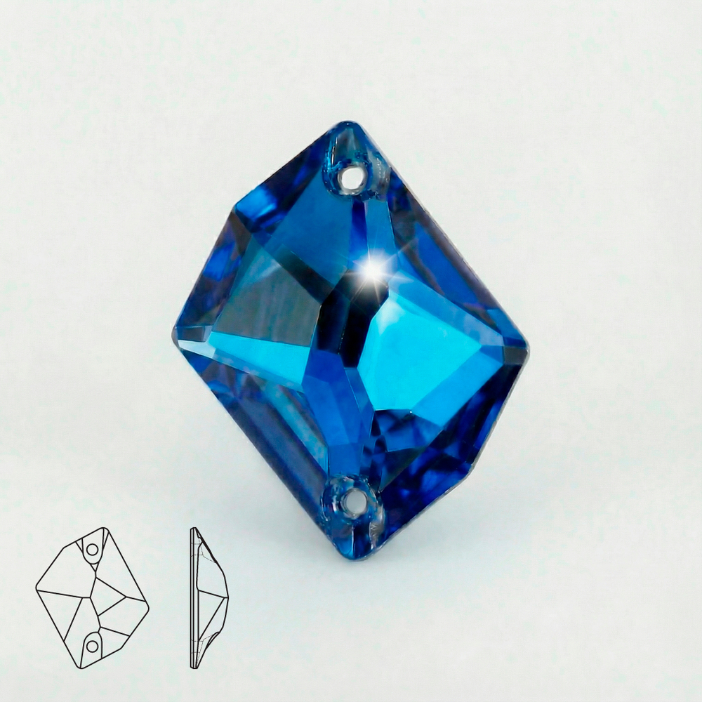 Стразы пришивные из стекла, цвет Sapphire, форма Cosmic