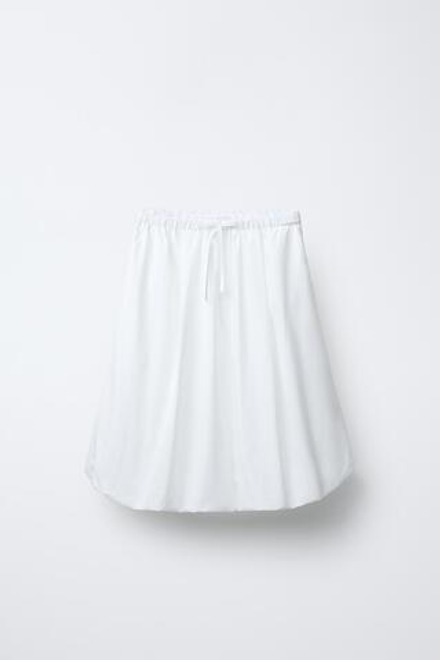 ZARA ЮБКА МИДИ С КРУЖЕВОМ, БЕЛЫЙ