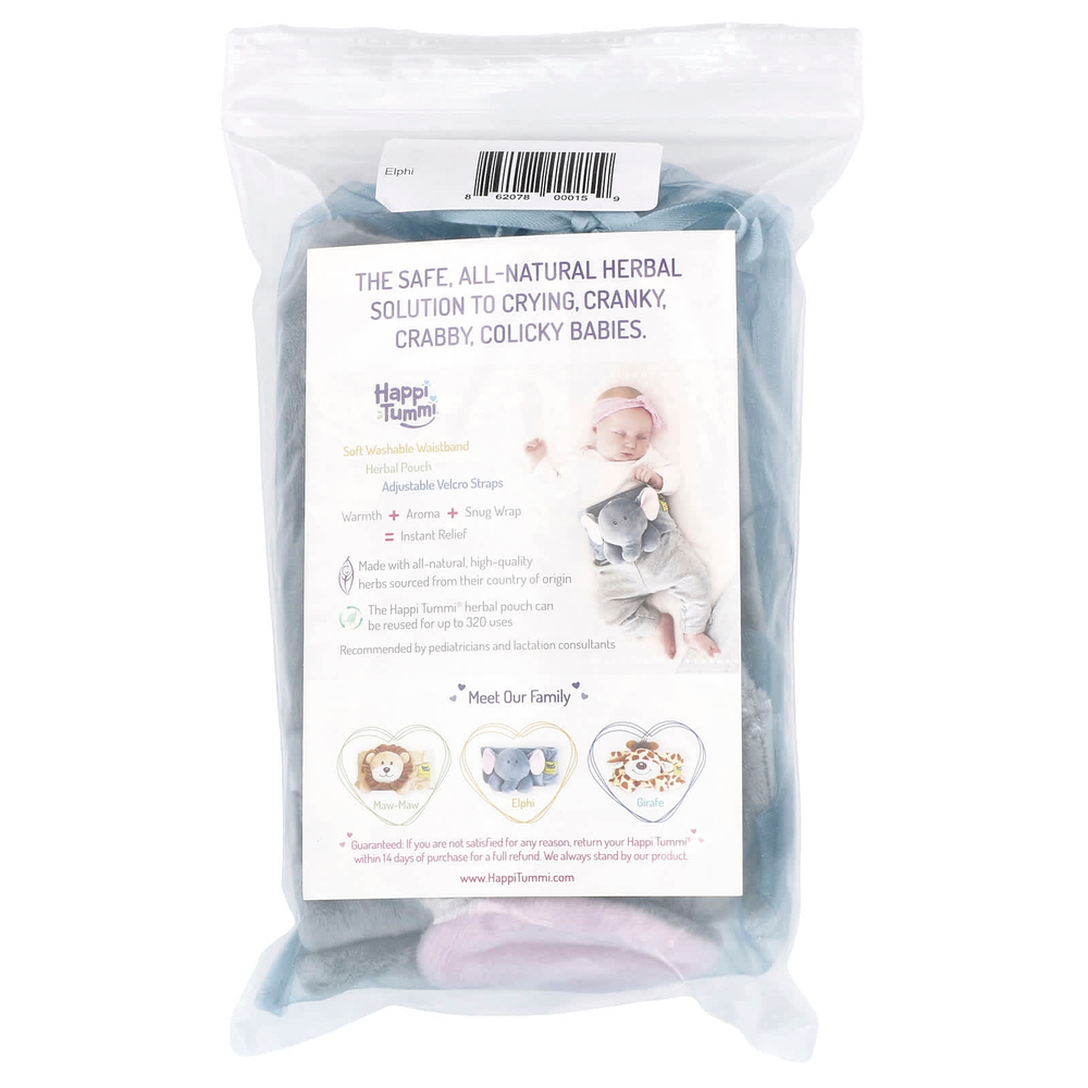 Happi Tummi, Для облегчения колик и газообразования для младенцев, мягкий моющийся пояс, Elphi, 1 шт.
