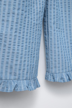 ZARA БРЮКИ В КРЕПИРОВАННУЮ ПОЛОСКУ ПРЯМОГО КРОЯ, СИНИЙ