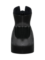 Black Mini Dress with Rose Appliqué