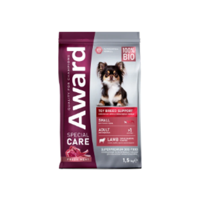 Сухой корм AWARD SPECIAL CARE Toy Breed Support для взрослых собак мелких и миниатюрных пород со свежим мясом ягненка 1,5кг