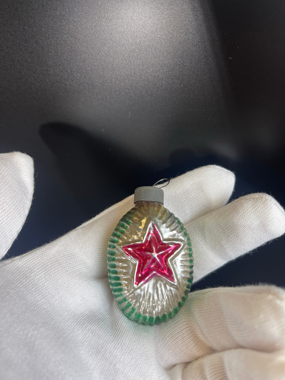 Ёлочная игрушка стекло советская серп и молот, звезда СССР 1940-е гг