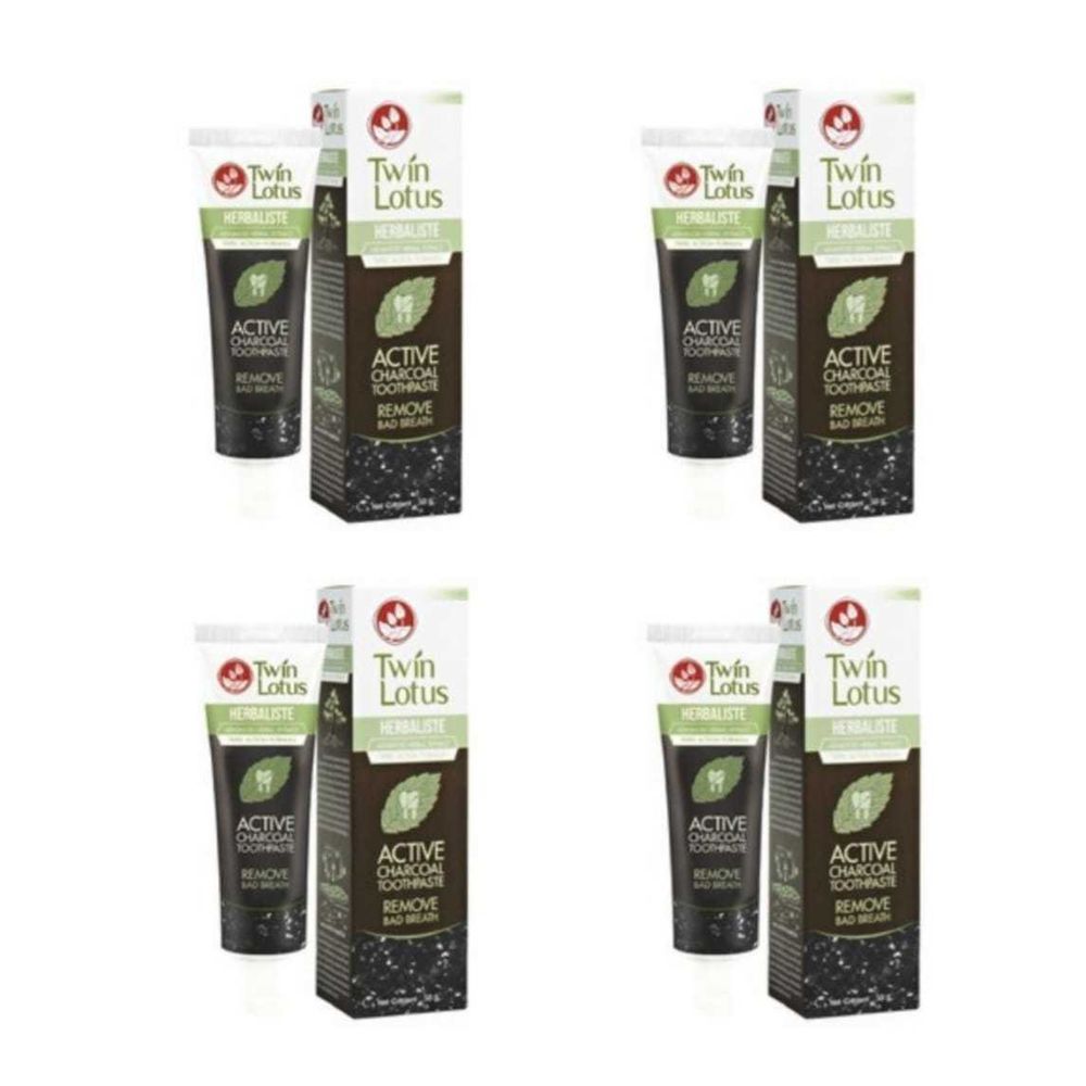Зубная паста Twin Lotus Active Charcoal c углем 25 гр 4 уп