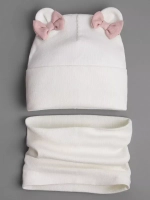 Осенняя шапка для девочки с ушками и снуд