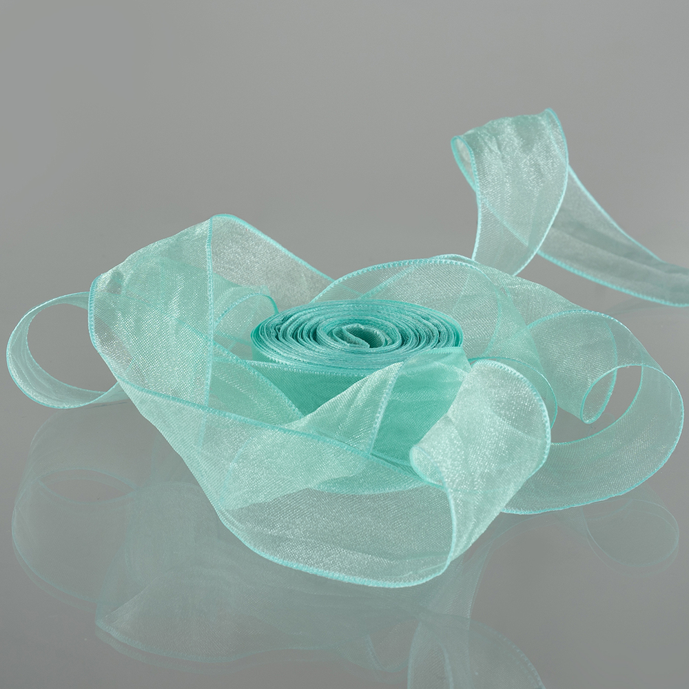 Лента органза (2,5 см*9,14 м) Нежная грация, Бирюзовый, 1 шт., 6233989