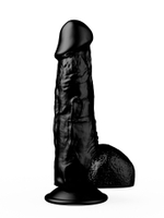 Реалистичный чёрный фаллоимитатор на присоске - 17,8 см. (Цвет: черный)
