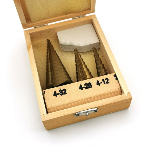 Набор ступенчатых сверл 3шт 4-32мм в пенале "BESTE"