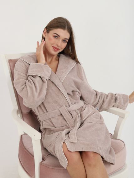 Халат женский махровый бежевый AYKA HOME