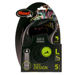 flexi рулетка Black Design L (до 50 кг) 5 м лента черный/серебро