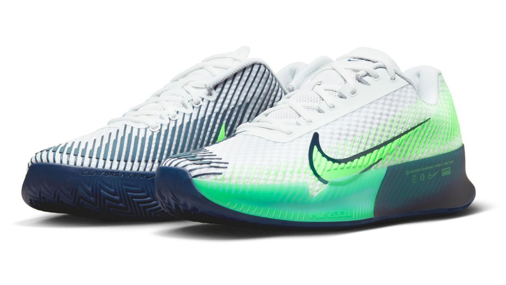 Мужские кроссовки теннисные Nike Zoom Vapor 11 Clay - white/green strike/midnight navy