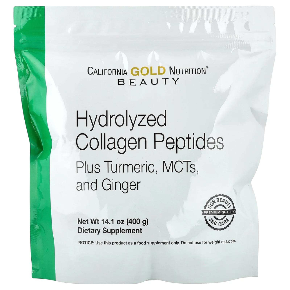 California Gold Nutrition, гидролизованные пептиды коллагена с куркумой, МСТ и имбирем, 400 г (14,1 унции)