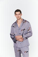 Шелковый мужской костюм с борзыми серебро 50 -52 L