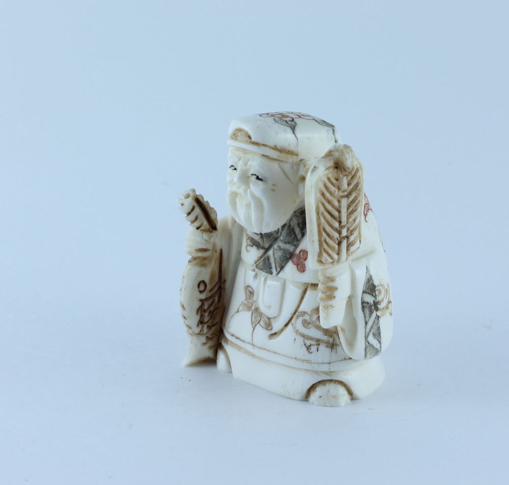 Эксклюзивная нэцкэ Дзюродзин с карпом и веером