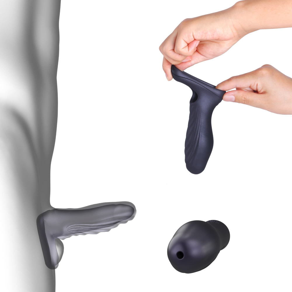 Сливовая силиконовая насадка на пенис с подхватом Manwan Ryzer (Цвет: сливовый)