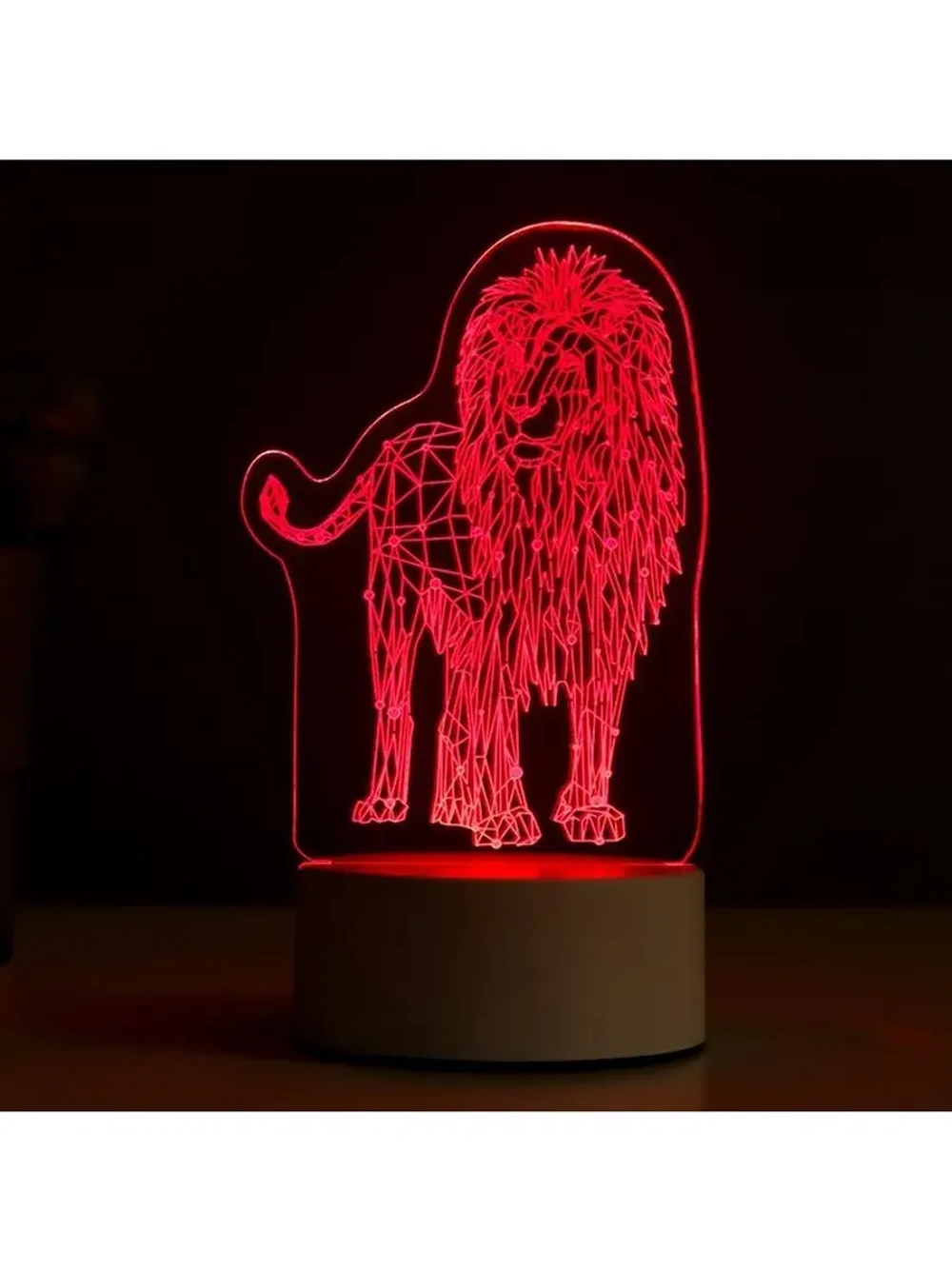 Светильник 3D ночник RISALUX «Лев», LED RGB, от сети, 9.5×13