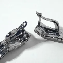 Серьги висячие "Голливуд" дождь, цвет серый