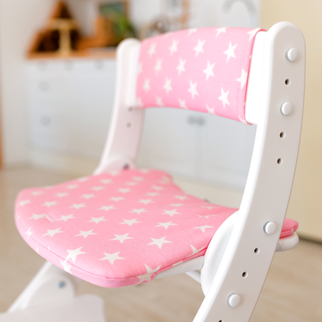 Подушка для растущего стула, розовая в звёздочку