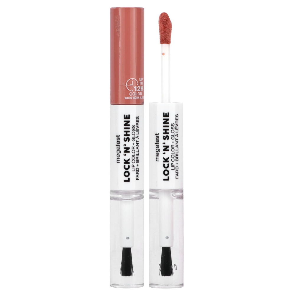 wet n wild, Megalast, Lock 'N' Shine, краска для губ и блеск, нюдовый оттенок, 4 мл (0,13 жидк. унц.) каждый