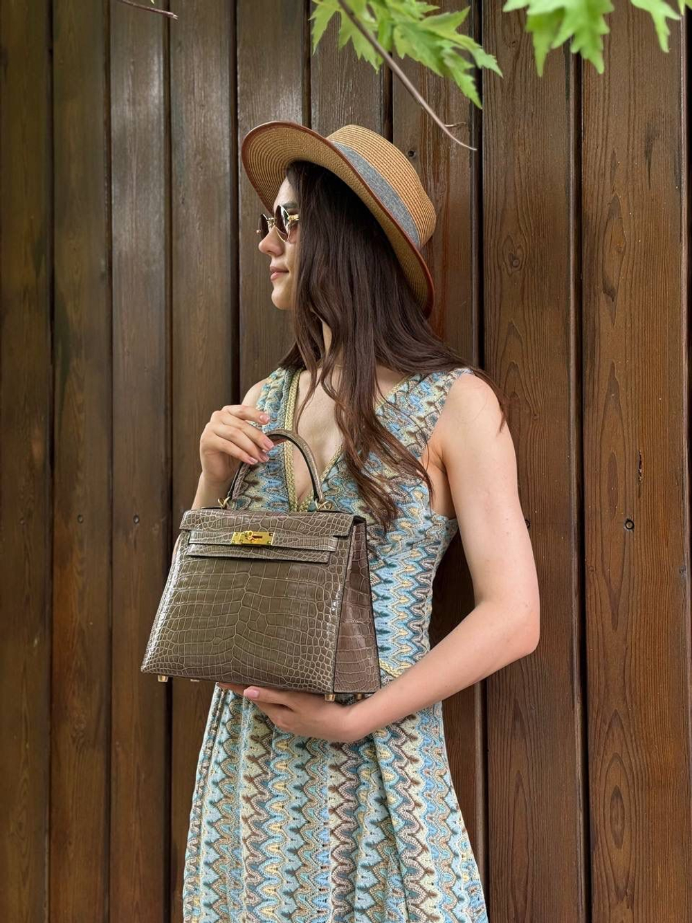 Сумка Hermes из кожи крокодила 28 см