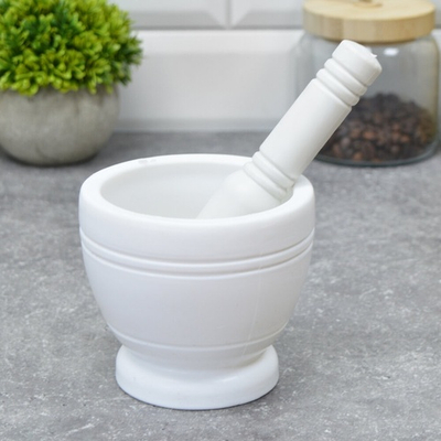 Ступка с пестиком 10,8*9,5см, пластик, белая