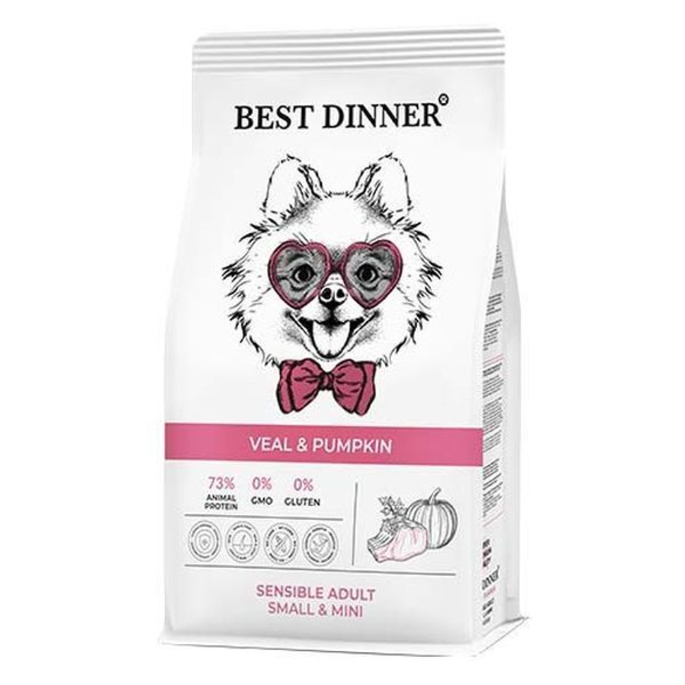 Сухой корм для собак мелких пород Best Dinner Dog Adult Mini 10кг телятина с тыквой
