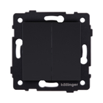 Выключатель 2-клавишный проходной 10А/250В, черный матовый Kollinger REA-S-009BM для Aspekt, Eleganz, Reflex