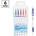 Набор гелевых ручек OfficeSpace 06цв., белый корпус, 1,0мм, европодвес