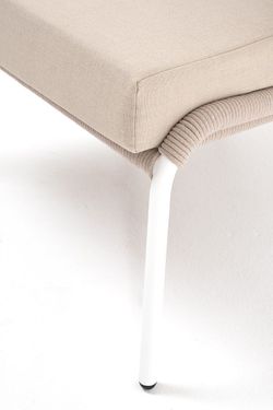 "Милан" лаунж-зона 5-местная плетеная из роупа (веревки), каркас алюминиевый белый, роуп бежевый