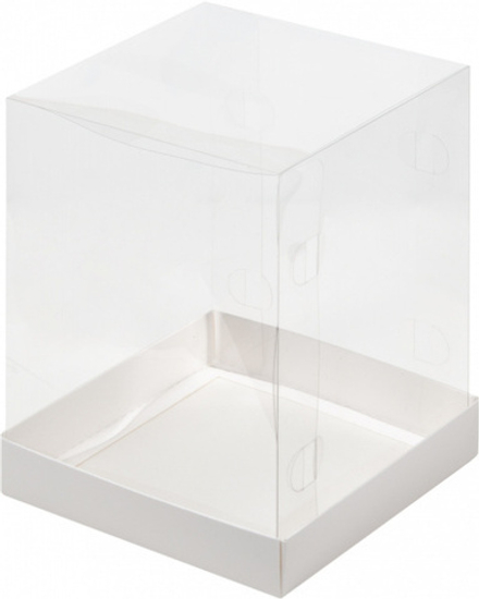 Коробка под торт с прозрачным куполом 150*150*200 (белая)