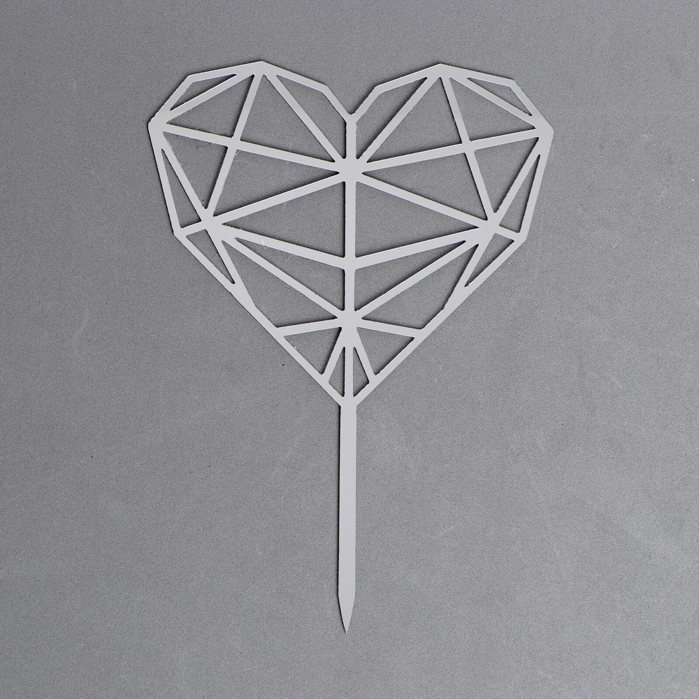 Топпер «Сердце», геометрия, цвет серебряный