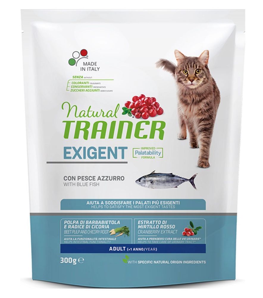 Сухой корм Trainer Natural CAT EXIGENT ADULT WITH BLUE FISH для привередливых кошек с океанической рыбой 300 г