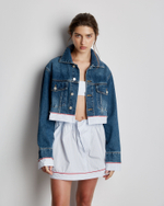 Джинсовая куртка с деталью из хлопка синий