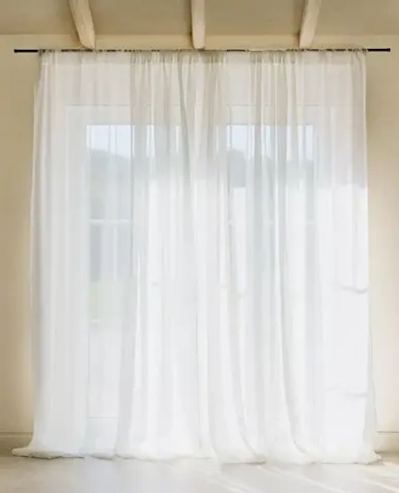 ZARA HOME ОДНОТОННАЯ ПОЛУПРОЗРАЧНАЯ ШТОРА, ЭКРЮ