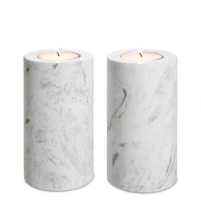 Набор подсвечников. Eichholtz Tobor M white marble 112683