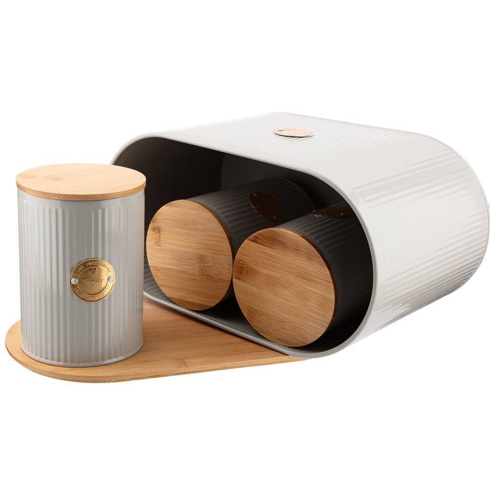 НАБОР AGNESS "MAJESTY" 2 В 1 ХЛЕБНИЦА 10 Л 34*18*20 СМ, БАНКА ДЛЯ СЫПУЧИХ 1,3 Л 11*15,5 СМ 3 ШТ