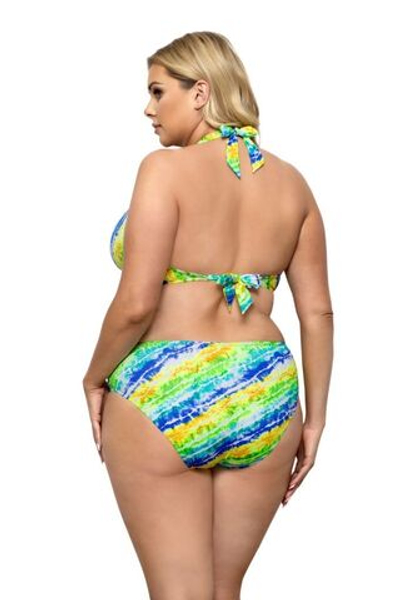 Раздельный купальник plus size с яркими диагональными полосами (Размер: 75H/38) (Цвет: разноцветный)