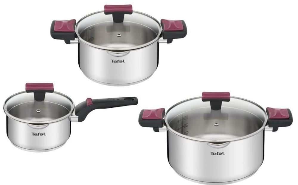 Набор посуды Tefal Cook&Clip 6 предметов 1,5/2,9/5л 16/20/24см G723S674