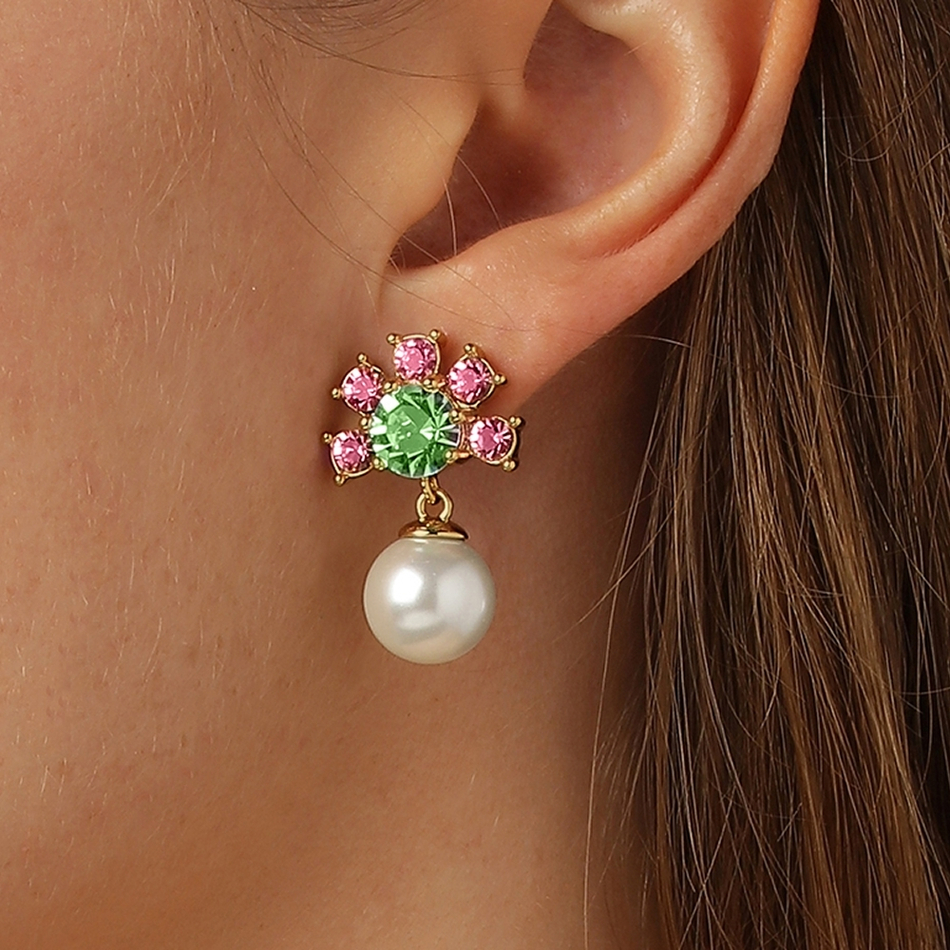 Серьги Dyrberg Kern VERONICA SG ROSE/GREEN 420026