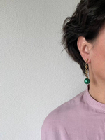 Серьги с зелеными бусинами