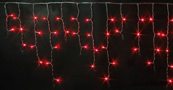 Светодиодная бахрома 3*0.5 м., 220V, 112 красных LED ламп, прозрачный силиконовый провод, Rich LED (RL-i3*0.5-T/R)