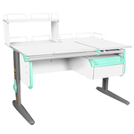 Растущая парта СУТ 25 с задними полками СУТ.15.210 и СУТ.15.240 и навесной тумбой (1200×880 мм)